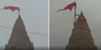 Dwarkadhish temple's top flag broken