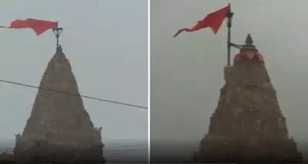 Dwarkadhish temple's top flag broken