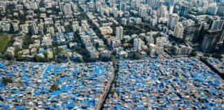 posh buildings and chawls and slums