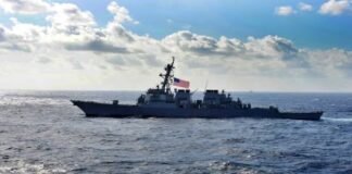 US Navy warship passes through Taiwan Strait