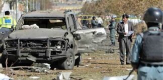 A bomb blast in Bamiyan, Afghanistan