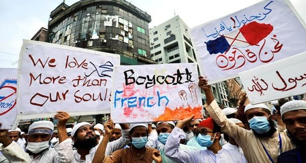 Protests against France in Bangladesh and Indonesia