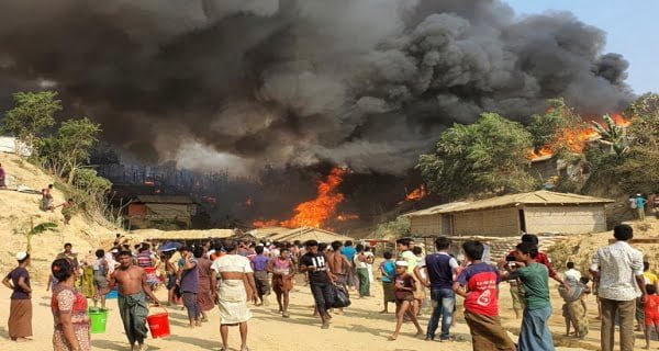 Fire in Rohingya camp in Bangladesh