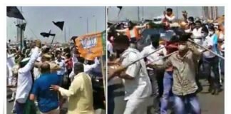 Clashes between BJP workers and farmers on Ghazipur border