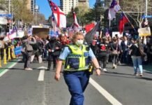 protest against vaccination lockdown in New Zealand