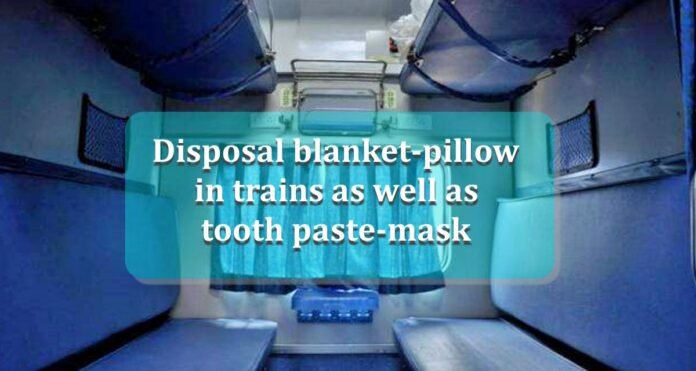 Disposal blanket-pillow in trains