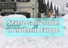 Severe snowstorm in northern Europe