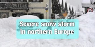 Severe snowstorm in northern Europe