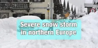 Severe snowstorm in northern Europe
