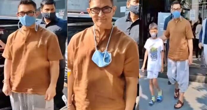 aamir in dhoti with son