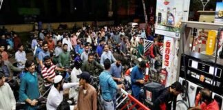 Long queues outside petrol pumps in Sri Lanka