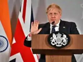 Boris Johnson with indian press