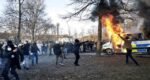 During the demonstration in Sweden, riot in city of rebro