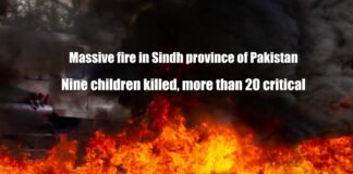 Massive fire in Sindh province of Pakistan