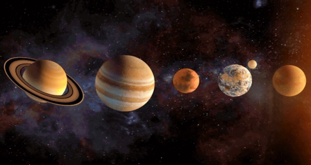 Saturn, Mars, Venus, Jupiter in a straight line1