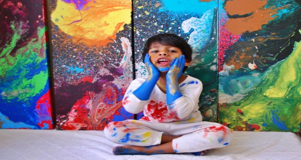 Only Seven yr old Advait Kolarkar from Pune will present his artwork in London Gagliardi Gallery