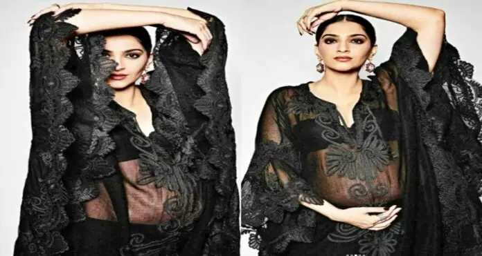 Sonam Kapoor Shows Off Baby Bump In Sheer Kaftan