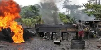 big explosion in illegal oil refinery