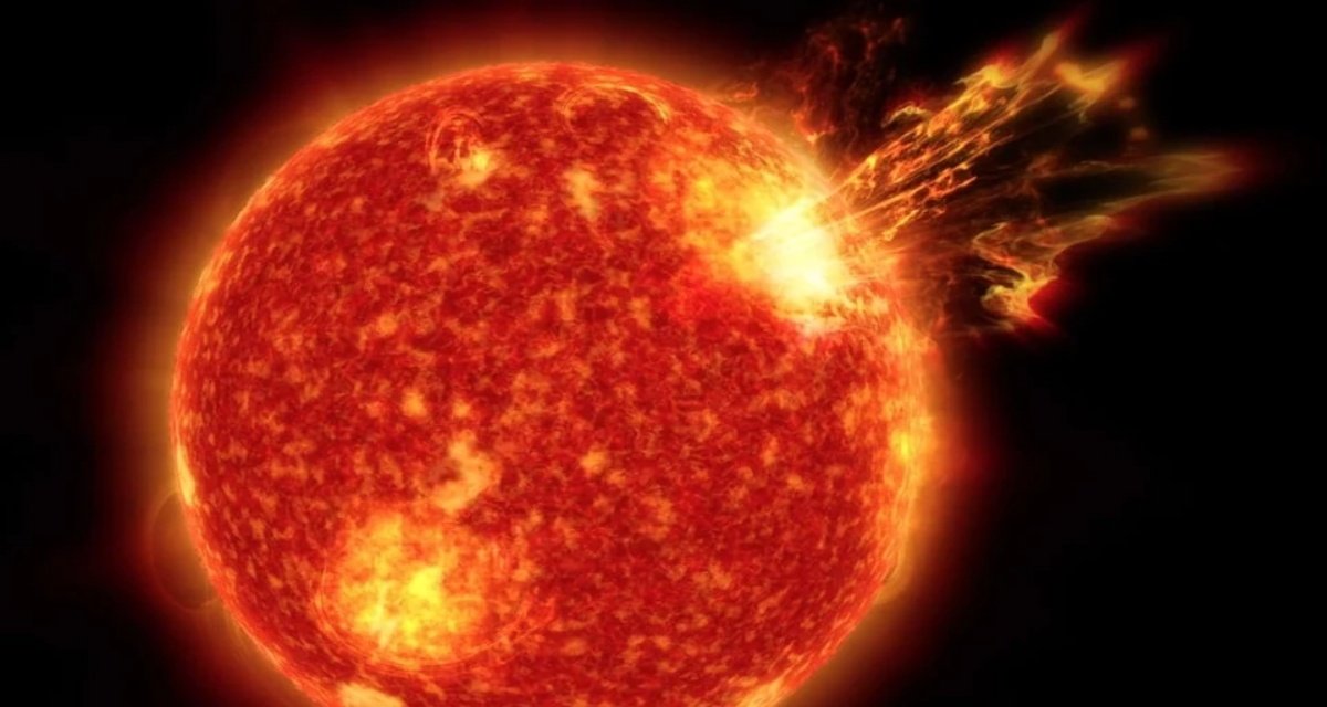Big explosion within the solar warning, Earth being hit by a giant solar storm