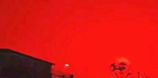 A red sky appears near Shanghai China