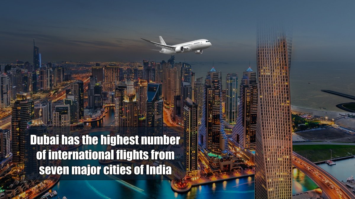 In Month of May,Dubai has highest number of international flights from seven major cities of India