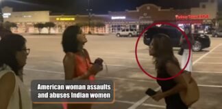 American woman assaults and abuses Indian women