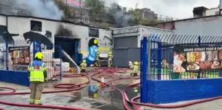 Massive fire at railway station in Southwark, London, 10 fire tenders present Massive fire at railway station in Southwark