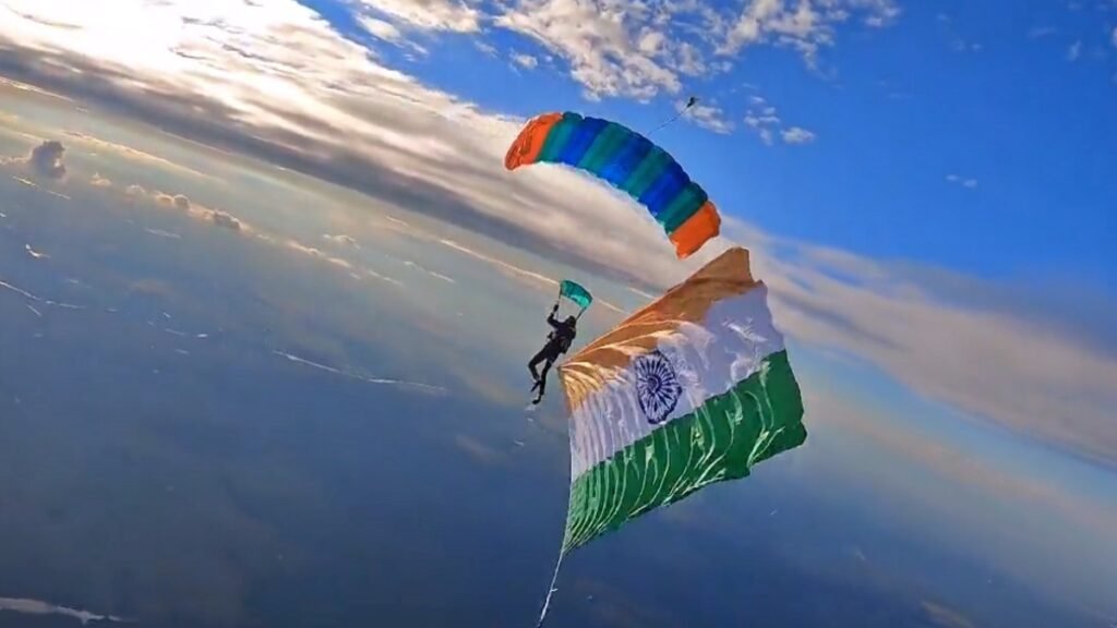 indian flag on russian sky