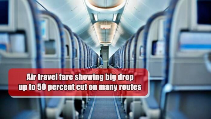 Air travel fare showing big drop