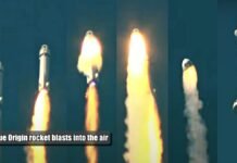 Blue Origin rocket blasts into the air