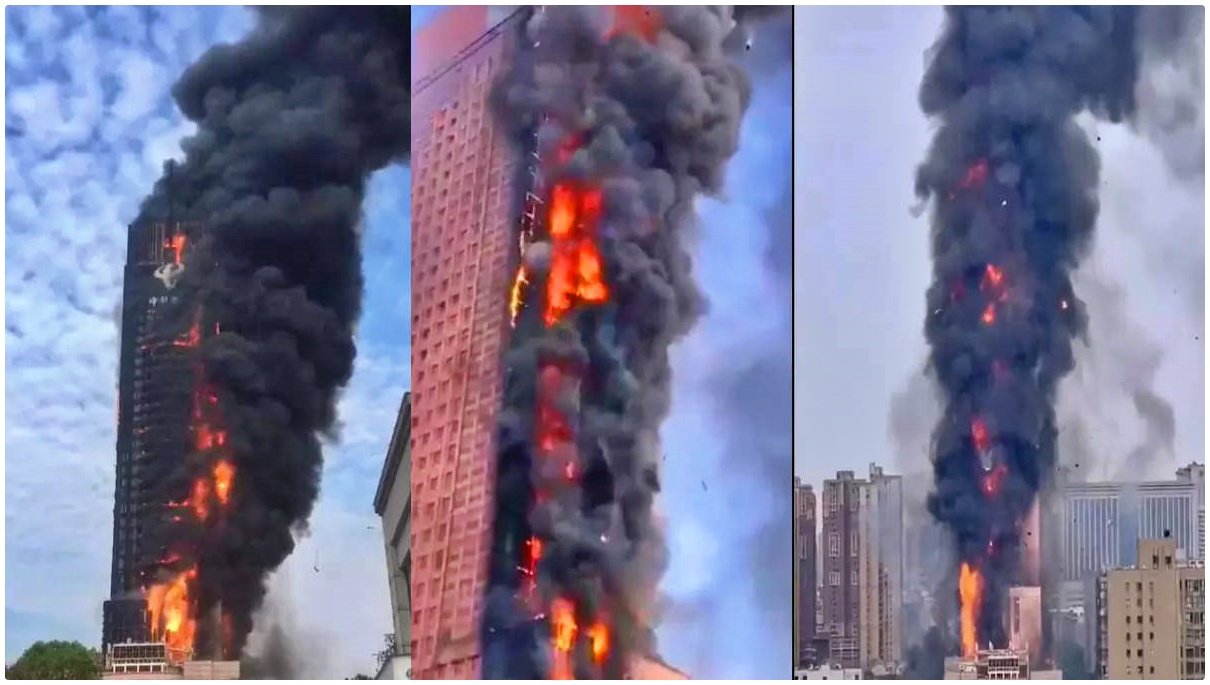 Massive fire breaks out in 42-storey building in China; No death reported, watch video