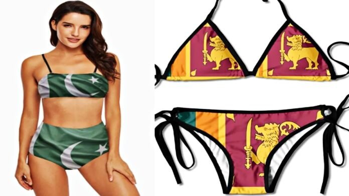 bikini with Pakistani and Sri Lanka flag being sold on Amazon