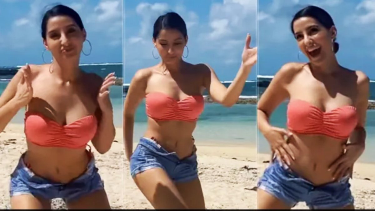 Nora Fatehi saw dancing in pink bikini and blue denim shorts, on the beach, watch video