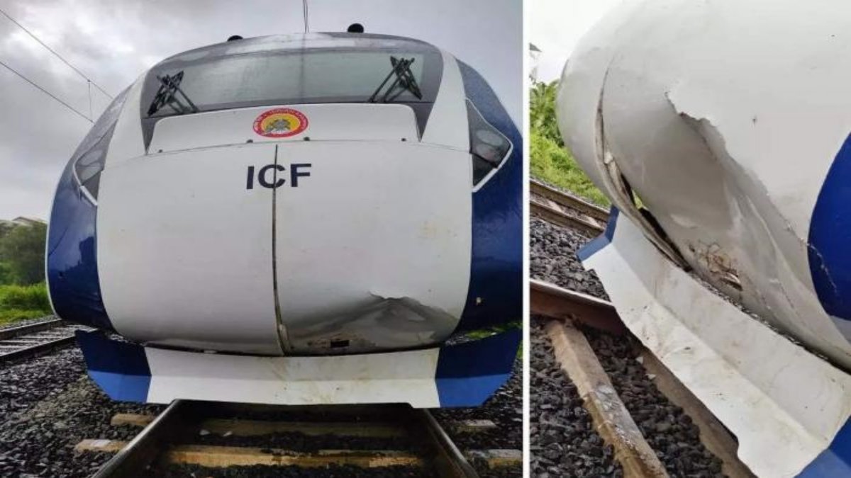 Another accident in Mumbai-Gandhi Nagar Vande Bharat Express on the second day