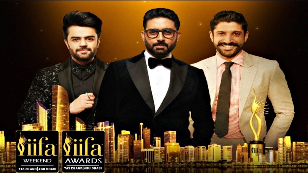 23rd award ceremony of IIFA  in Abu Dhabi, Abhishek Bachchan, Farhan Akhtar, Maniesh Paul present