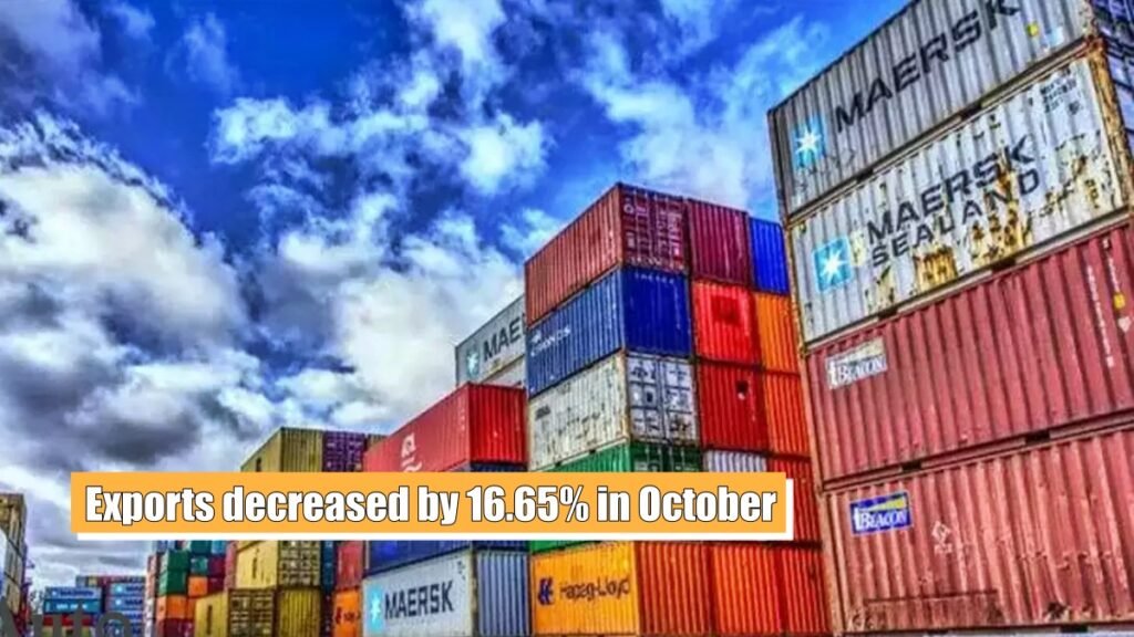 Exports decreased by 16.65% in October