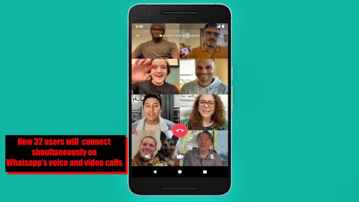 Now 32 users will  connect simultaneously on Whatsapp’s voice and video calls