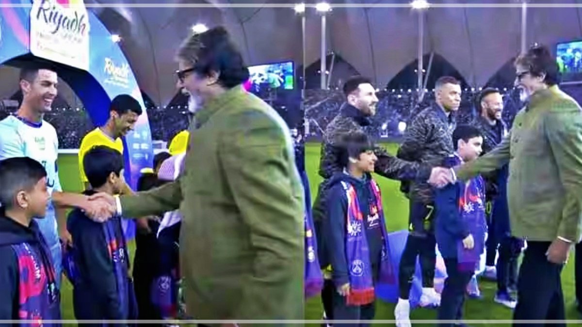 Amitabh Bachchan meets Cristiano Ronaldo and Lionel Messi, as chief guests in football match