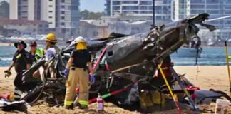 Helicopters collide over Australia beach