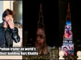 Pathan trailer on worlds tallest building Burj Khalifa