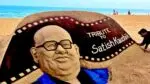 Sand art artist pays tribute to actor-director Satish Kaushik, making statue on Puri beach tribute to actor-director Satish Kaushik