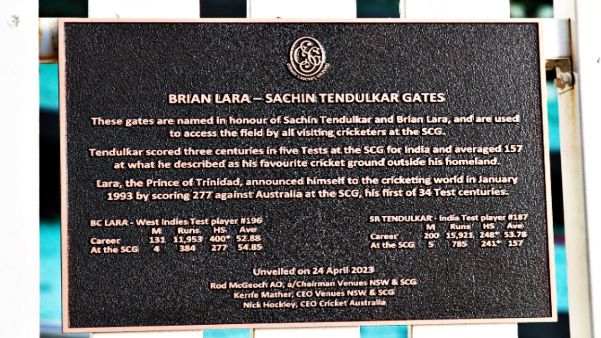 Gate named after Sachin Tendulkar unveiled at Sydney Cricket Ground