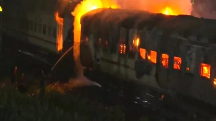 fire in train