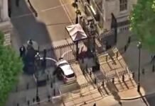 Car rammed into Rishi Sunaks Downing Street residence gate