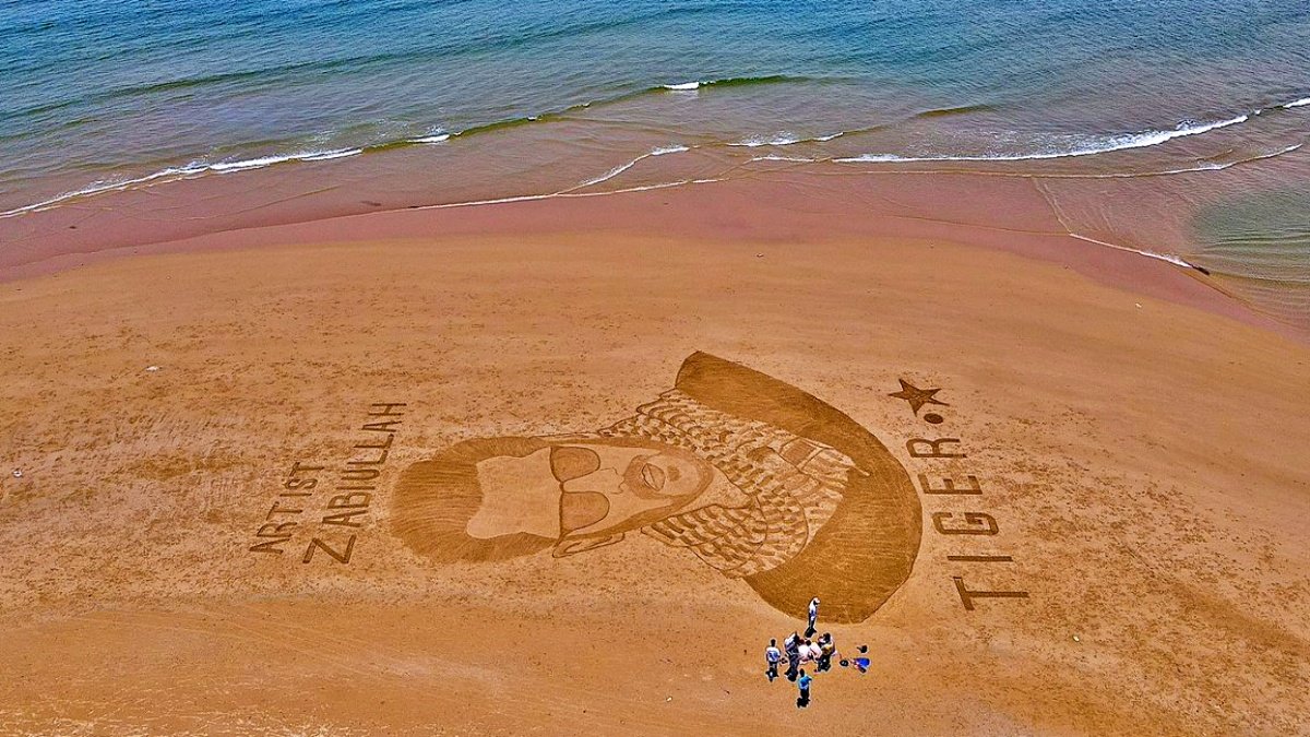 Pakistani artist made sand portrait of Salman Khan’s ‘Tiger’ character on beach, watch video