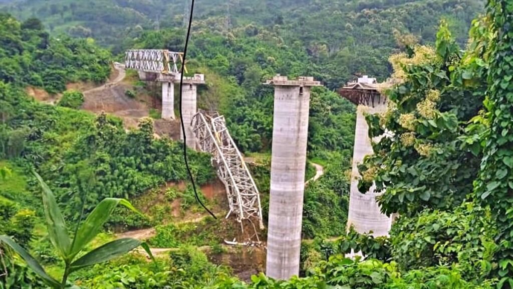 Railway bridge collapse in Mizoram