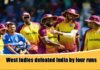 West Indies defeated India by four runs