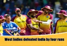 West Indies defeated India by four runs