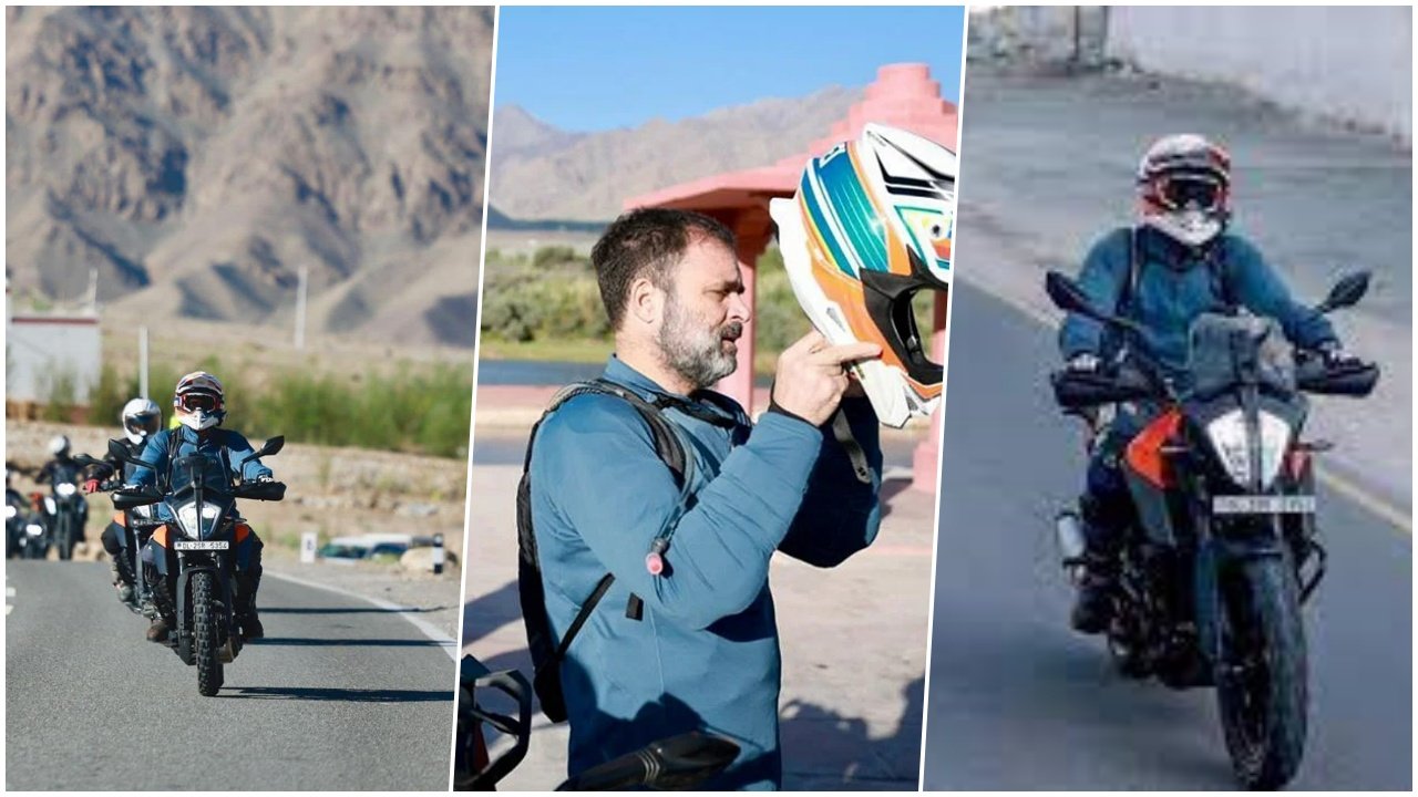 rahul gandhi on Pangong Lake