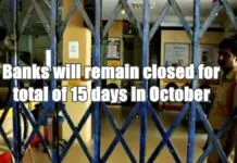 Banks closed for 15 days in October